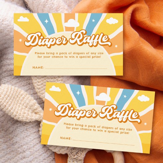ここ来で息子の赤ちゃんシャワーおむつラッフル エンクロージャーカード