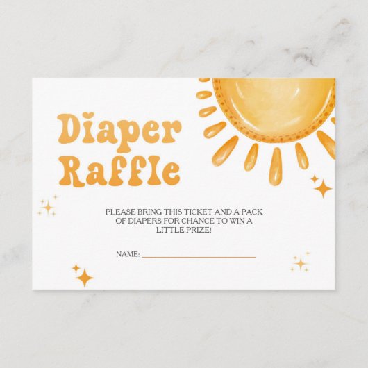 ここ来で息子の赤ちゃんシャワーおむつラッフル エンクロージャーカード (正面)