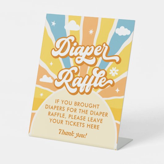 ここ来で息子の赤ちゃんシャワーおむつラッフル 台座サイン (正面)