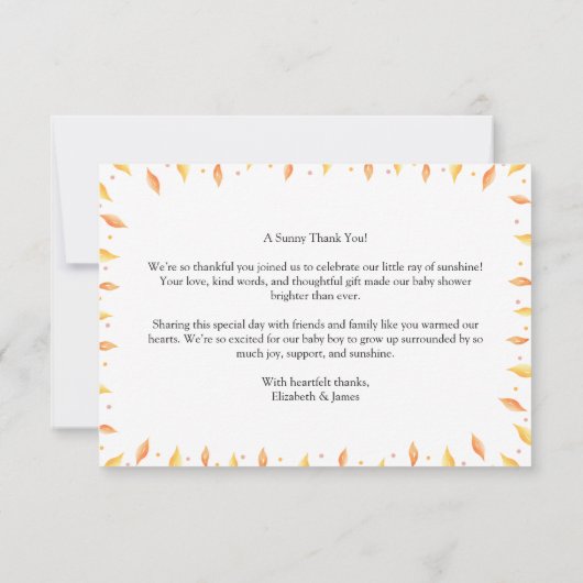 ここ来で息子の赤ちゃんシャワーサンキューカード サンキューカード (裏面)