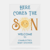 ここ来で息子の赤ちゃんシャワー歓迎 アクリルサイン (正面)