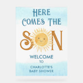 ここ来で息子の赤ちゃんシャワー歓迎 アクリルサイン (正面)