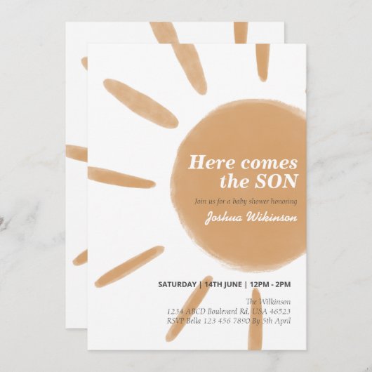 ここ来で息子の赤ちゃんシャワー 招待状 (正面/裏面)