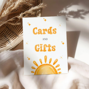 ここ来で息子の赤ん坊シャワーのカードとギフト 台座サイン