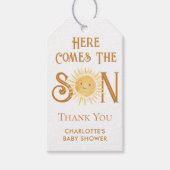 ここ来で息子の赤ん坊シャワーのギフトラベル ギフトタグ (正面)