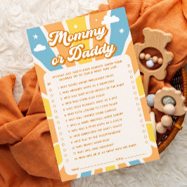 ここ来で息子の赤ん坊シャワーのママまたはパパのゲーム