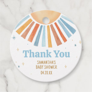 ここ来で息子の赤ん坊シャワーメッセージカード フェイバータグ