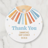 ここ来で息子の赤ん坊シャワーメッセージカード フェイバータグ (正面)