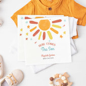 ここ来で息子の赤ん坊シャワーレトロ少年 スタンダードカクテルナプキン