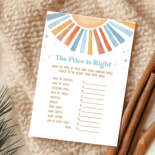 ここ来で息子の赤ん坊シャワー価格は正しいゲーム (Boho Sunshine Baby Shower The Price is Right Game )