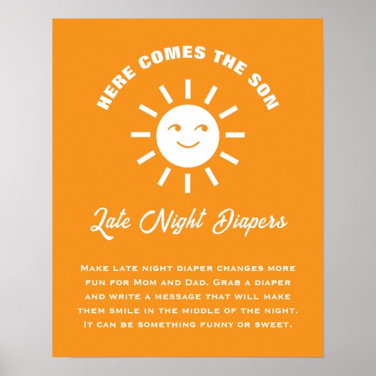 ここ来で息子の赤ん坊シャワー夜遅くのおむつ ポスター (正面)