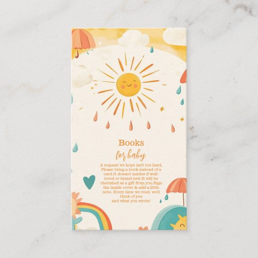 ここ来で息子の黄色の太陽の光の本のベビー エンクロージャーカード (正面)