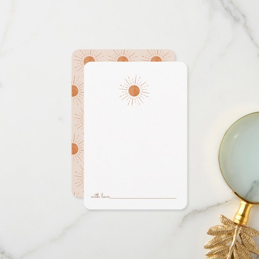 ここ来で息子は燃えたオレンジの太陽の時間カプセル サンキューカード