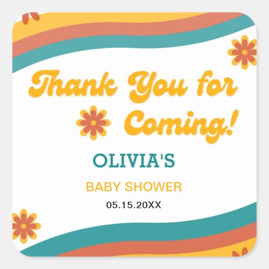 ここ来で息子は赤ちゃんシャワー スクエアシール (正面)