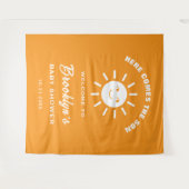 ここ来で息子トレンディーサン赤ちゃんシャワー背景 タペストリー (正面(横))