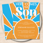 ここ来で息子レトロベイビーシャワー 招待状