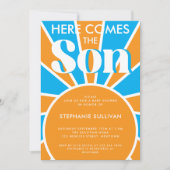 ここ来で息子レトロベイビーシャワー 招待状 (正面)