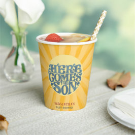 ここ来で息子レトロベイビーシャワー 紙コップ