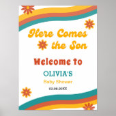 ここ来で息子レトロ男の子のシャワー歓迎 ポスター (正面)