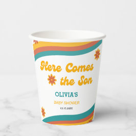 ここ来で息子レトロ男の子のシャワー 紙コップ