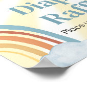 ここ来で息子レトロ赤ちゃんシャワーおむつラッフル ポスター (角)