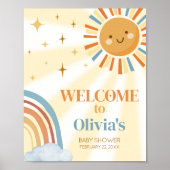 ここ来で息子レトロ赤ちゃんシャワー歓迎 ポスター (正面)