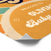 ここ来で息子レトロ赤ちゃんシャワー歓迎 ポスター (角)