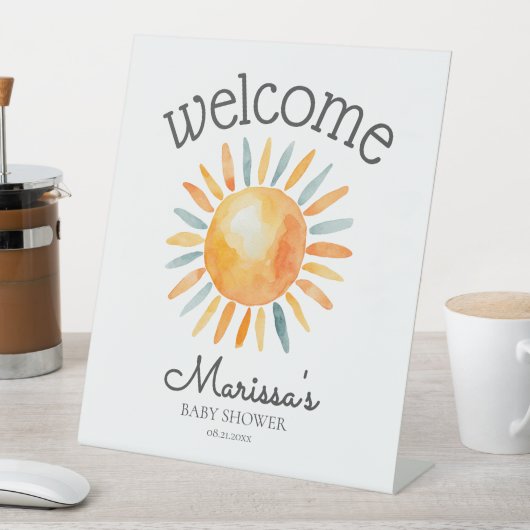 ここ来で息子男の赤ちゃんシャワー歓迎 台座サイン (インサイチュ)