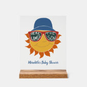 ここ来で息子男の赤ちゃんシャワー アクリルサイン (正面)