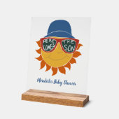 ここ来で息子男の赤ちゃんシャワー アクリルサイン (傾斜)