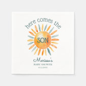 ここ来で息子男の赤ちゃんシャワー スタンダードカクテルナプキン (正面)