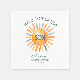 ここ来で息子男の赤ちゃんシャワー スタンダードカクテルナプキン