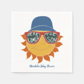 ここ来で息子男の赤ちゃんシャワー スタンダードカクテルナプキン (正面)