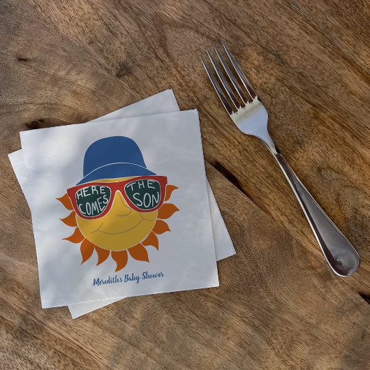 ここ来で息子男の赤ちゃんシャワー スタンダードカクテルナプキン