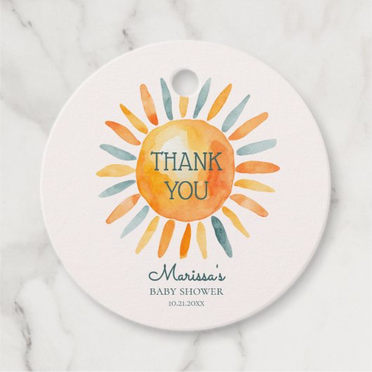 ここ来で息子男の赤ちゃんシャワー フェイバータグ (正面)