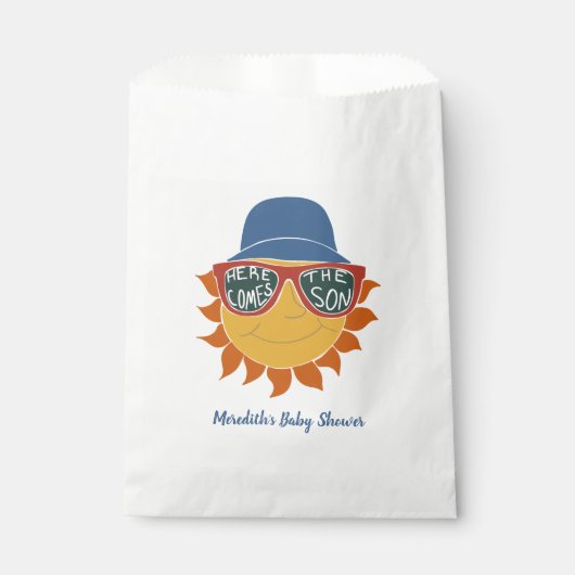 ここ来で息子男の赤ちゃんシャワー フェイバーバッグ (正面)