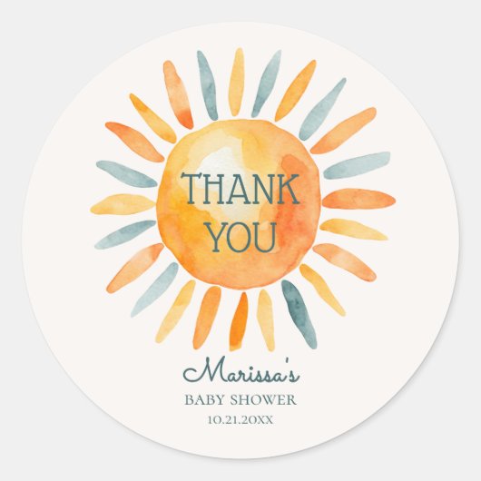 ここ来で息子男の赤ちゃんシャワー ラウンドシール (正面)