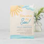 ここ来で息子男の赤ちゃんシャワー 招待状 (スタンド正面)