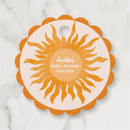 ここ来で息子boho黄色の赤ちゃんシャワー フェイバータグ