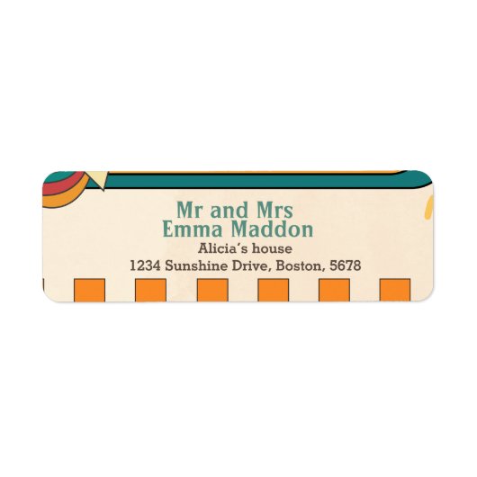 ここ来で日レトロ赤ちゃんシャワー ラベル (正面)