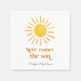 ここ来で男の子の赤ちゃんシャワー スタンダードカクテルナプキン