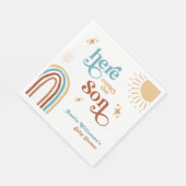 ここ来で男の子の赤ちゃんシャワー スタンダードランチョンナプキン (角)