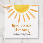 ここ来で男の子の赤ちゃんシャワー フェイバータグ (正面)