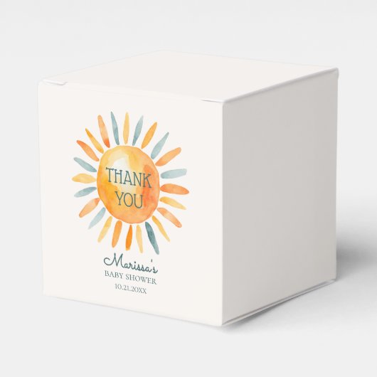 ここ来で男の子の赤ちゃんシャワー フェイバーボックス (正面サイド)