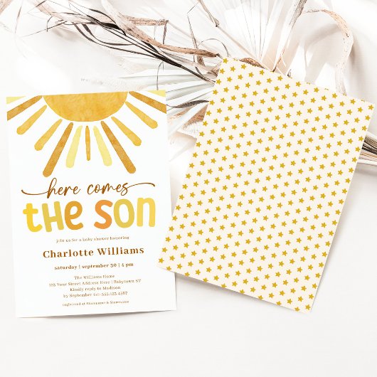 ここ来で男の子の赤ちゃんシャワー 招待状