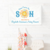 ここ来で男の子の赤ちゃんシャワー 横断幕 (インサイチュ)