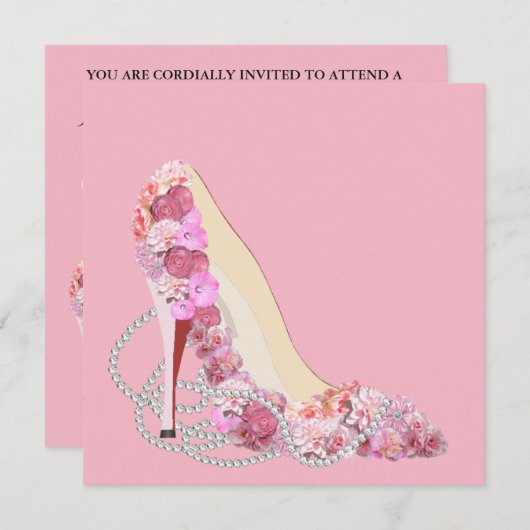 ここ来で花嫁ピンク&フラワーダイヤモンドパーティー 招待状 (正面/裏面)