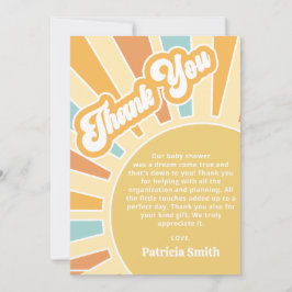 ここ来で、息子レトロな男の子のシャワー サンキューカード