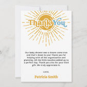 ここ来で、息子レトロな男の子のシャワー サンキューカード (正面)