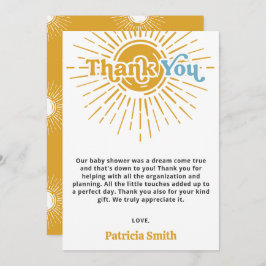 ここ来で、息子レトロな男の子のシャワー サンキューカード